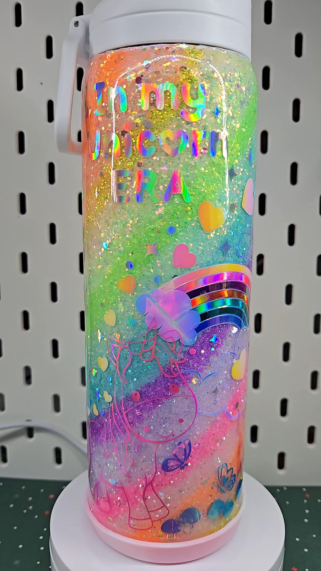 🌈 Personalized Unicorn Rainbow Glitter Tumbler | Custom Name Unicorn Cup | Handmade Epoxy Tumbler | Magical Fantasy Drinkware