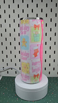 Pink Holiday Cheer Glitter Tumbler | Christmas Gingerbread & Nutcracker Cup | Handmade Epoxy Tumbler | Festive Winter Drinkware