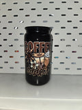 Coffee Addiction Glass Can Cup | Coffee Lover Glass Tumbler | Iced Coffee Cup | Cute Coffee Drinkware | Gift for Coffee Addict