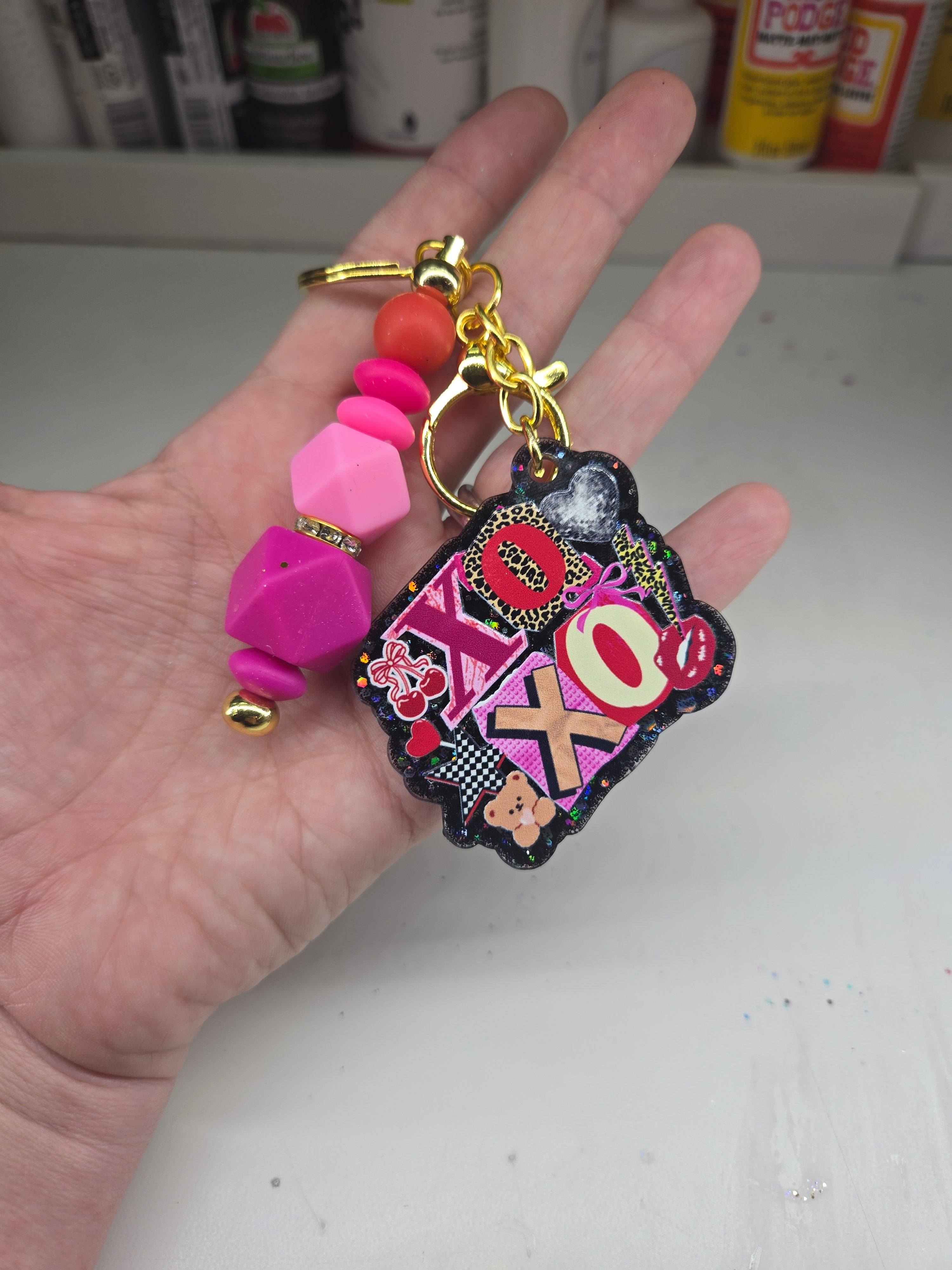 Custom Cut Acrylic Glitter Keychains ✨