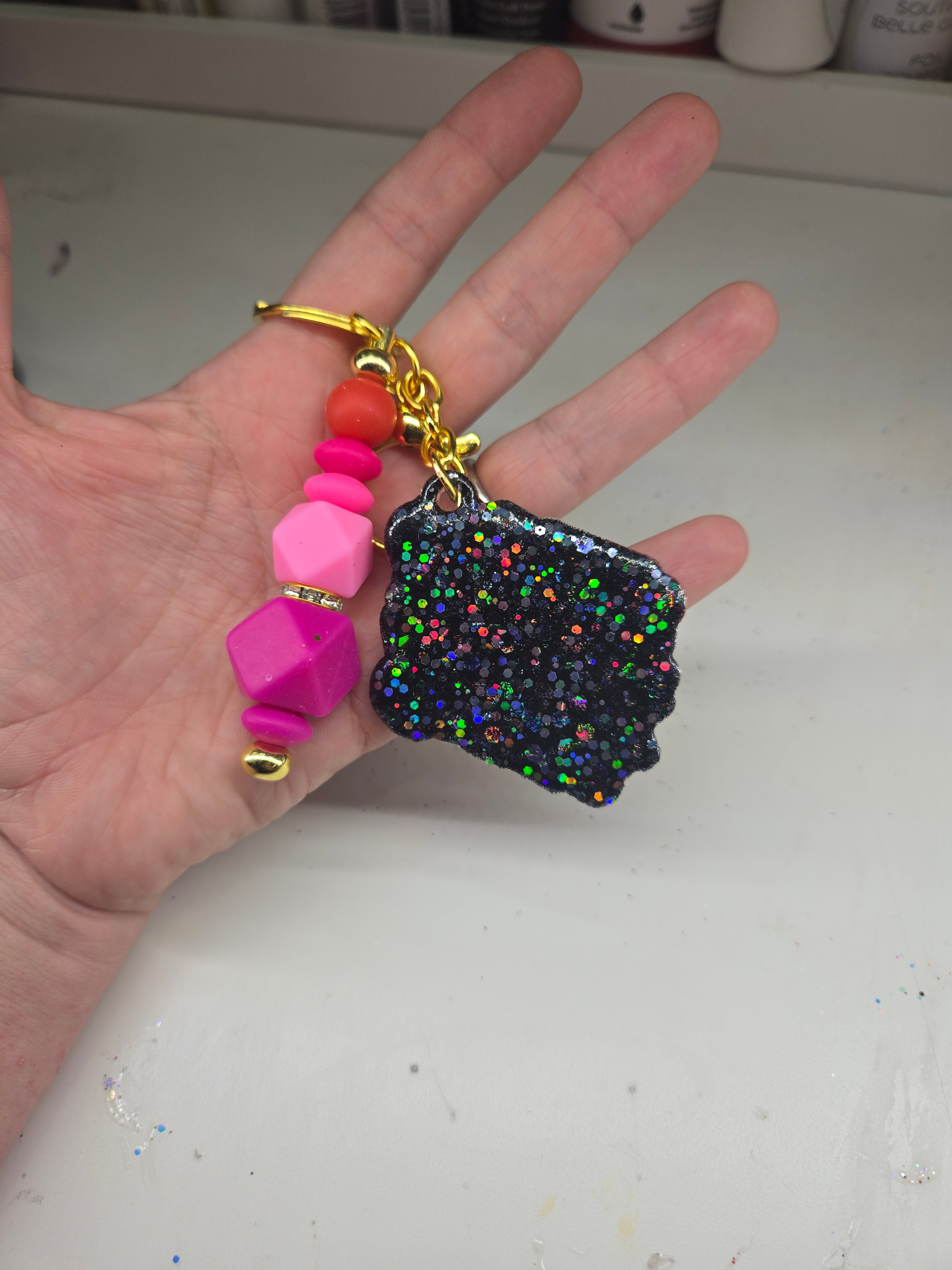 Custom Cut Acrylic Glitter Keychains ✨
