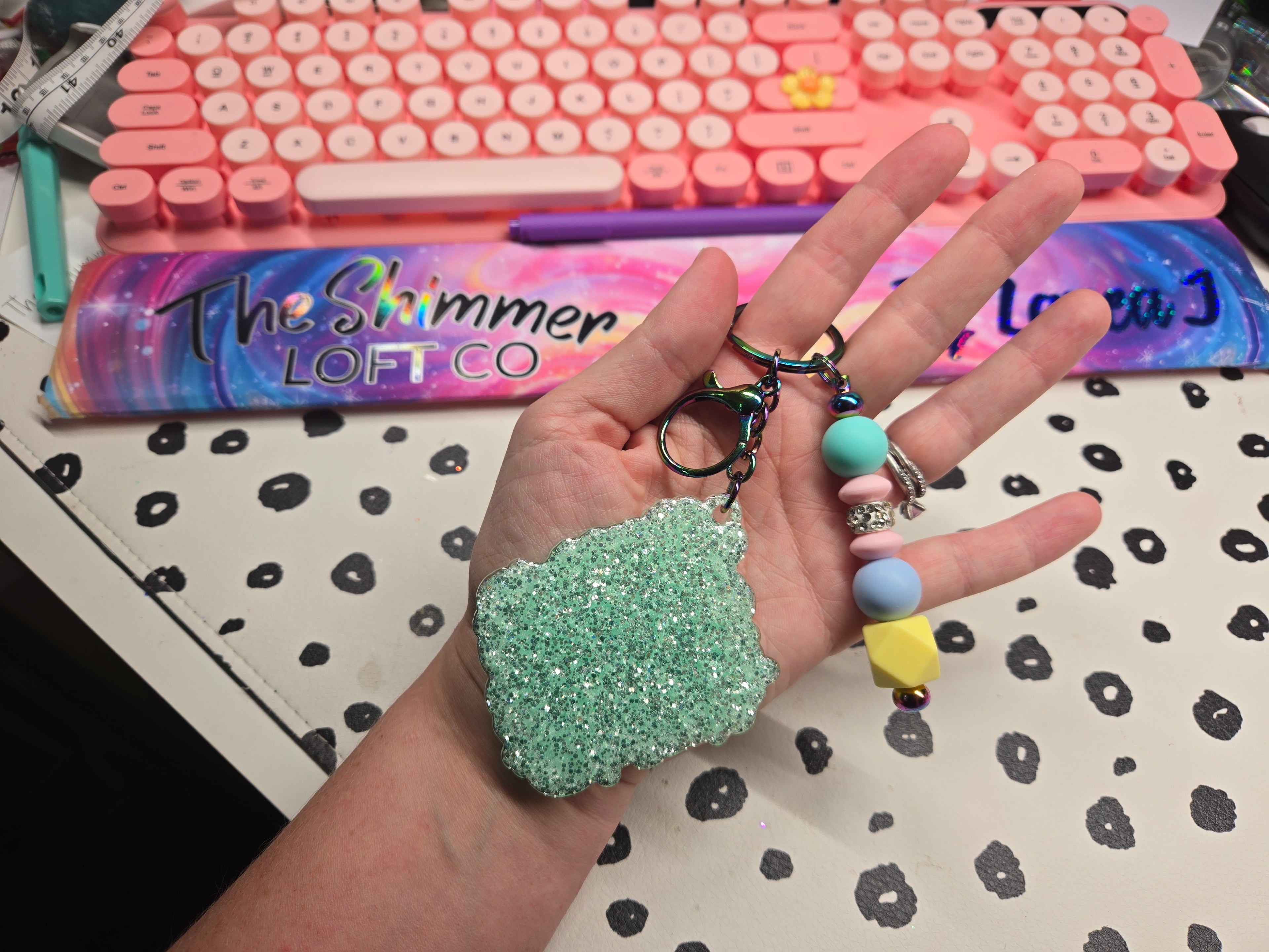 Custom Cut Acrylic Glitter Keychains ✨
