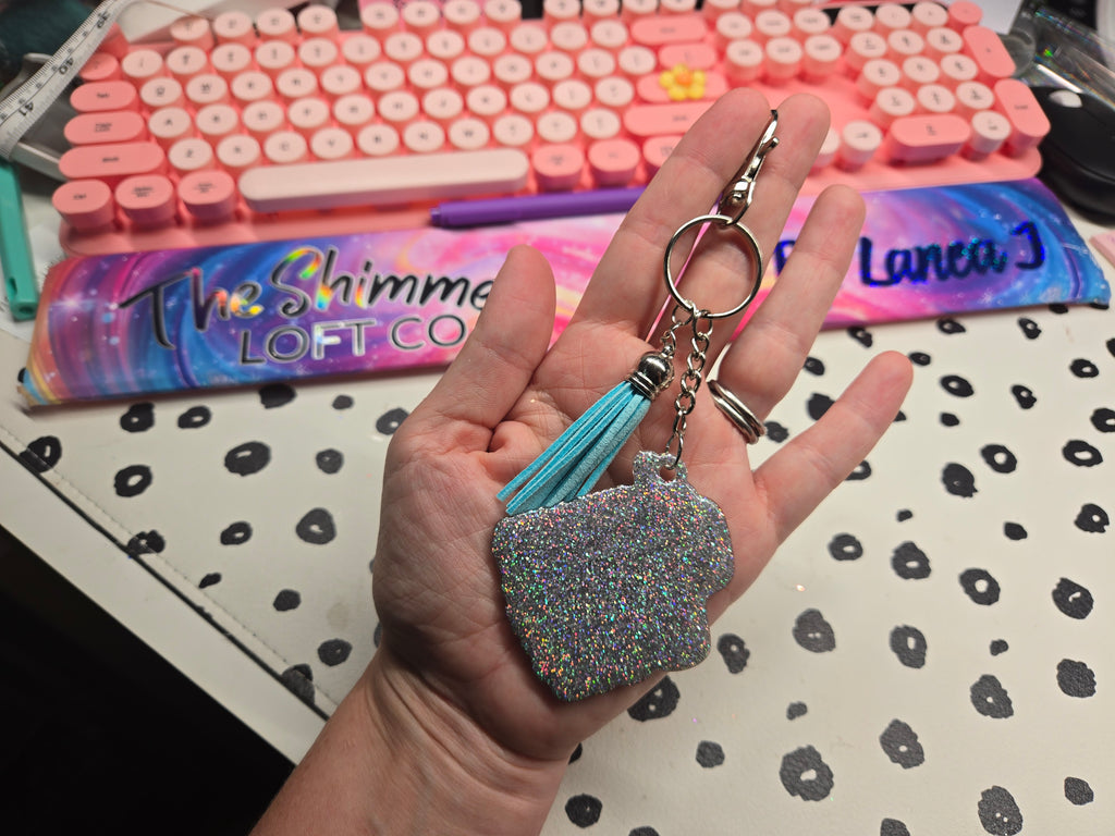 Custom Cut Acrylic Glitter Keychains ✨