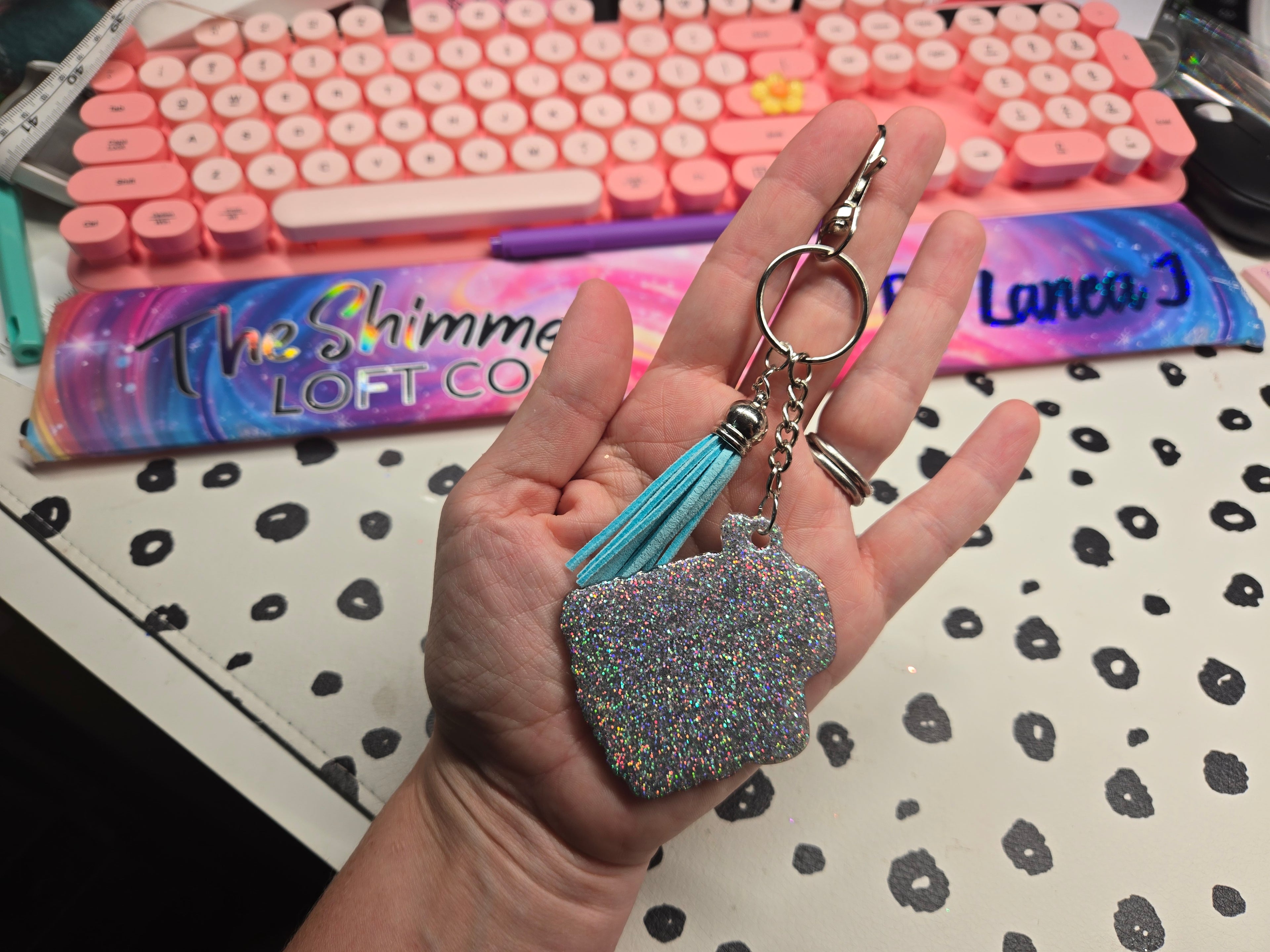 Custom Cut Acrylic Glitter Keychains ✨
