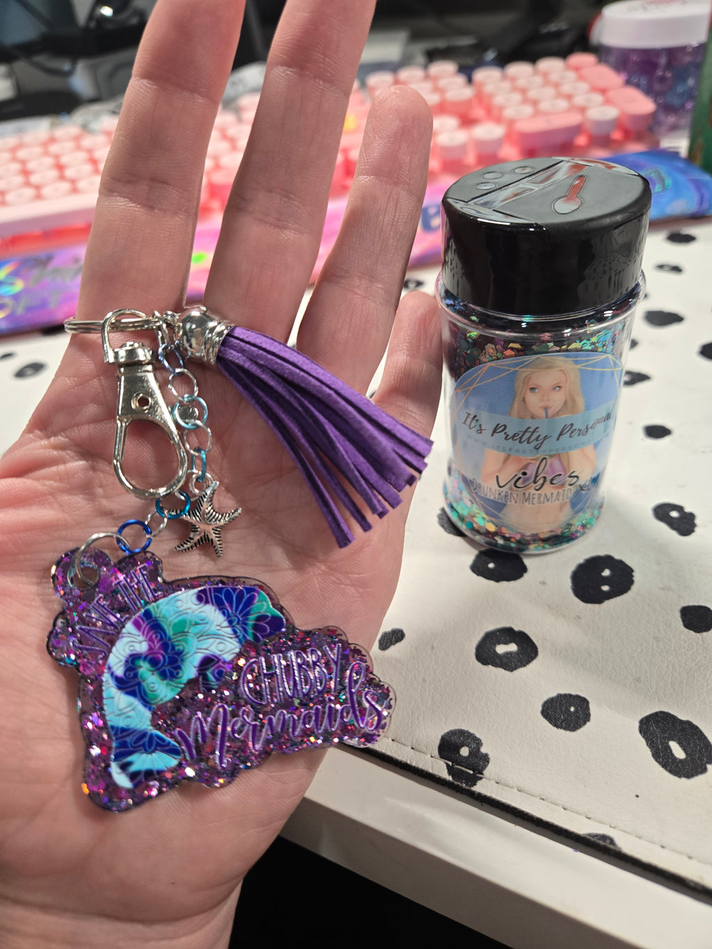 Custom Cut Acrylic Glitter Keychains ✨