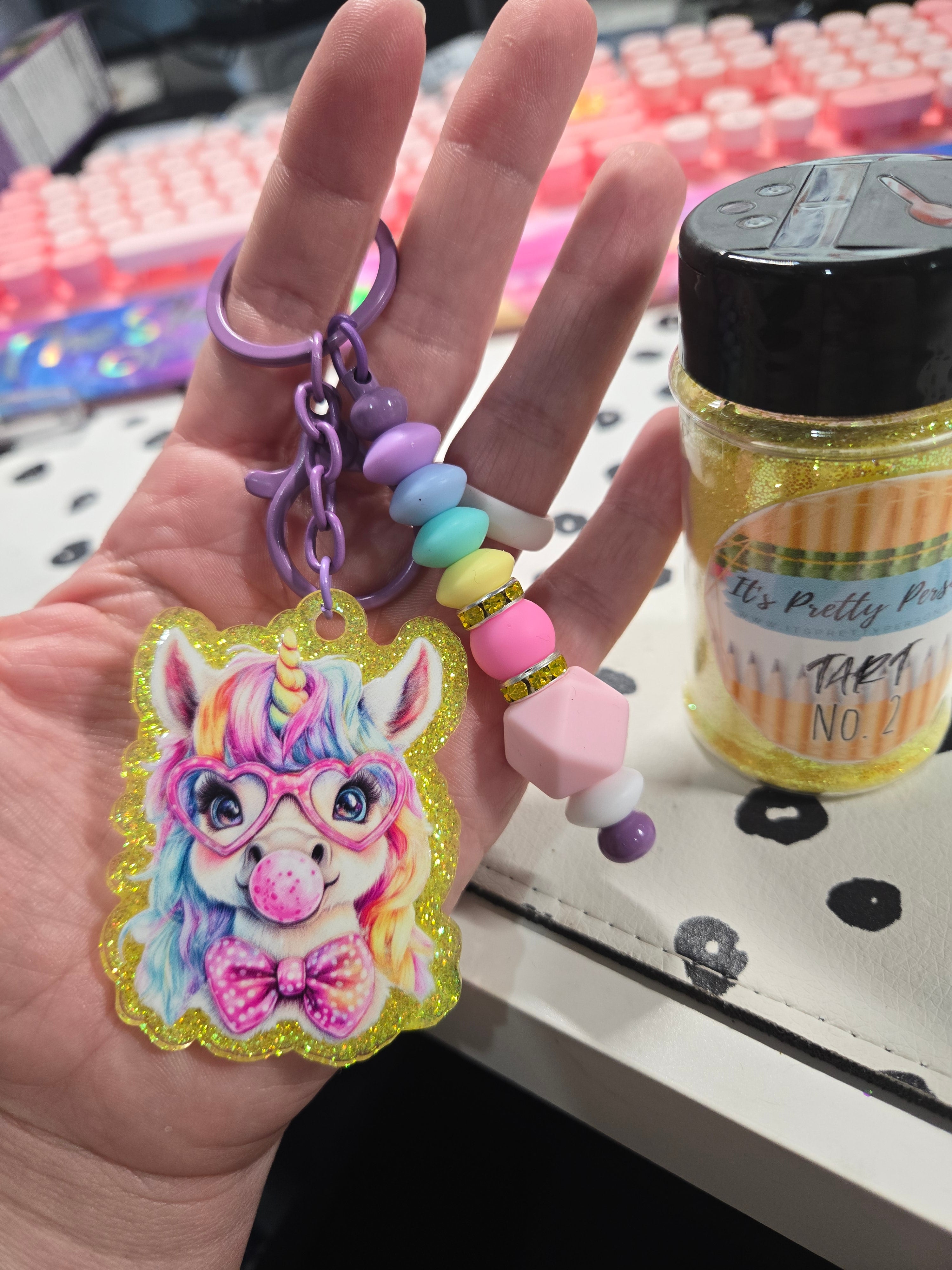 Custom Cut Acrylic Glitter Keychains ✨