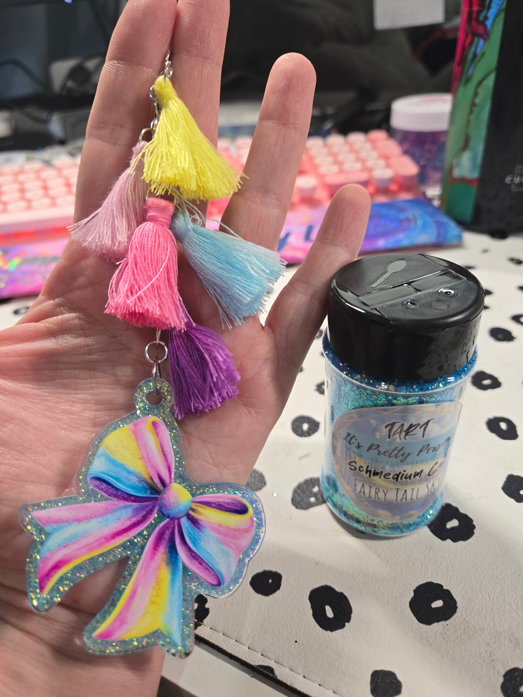 Custom Cut Acrylic Glitter Keychains ✨