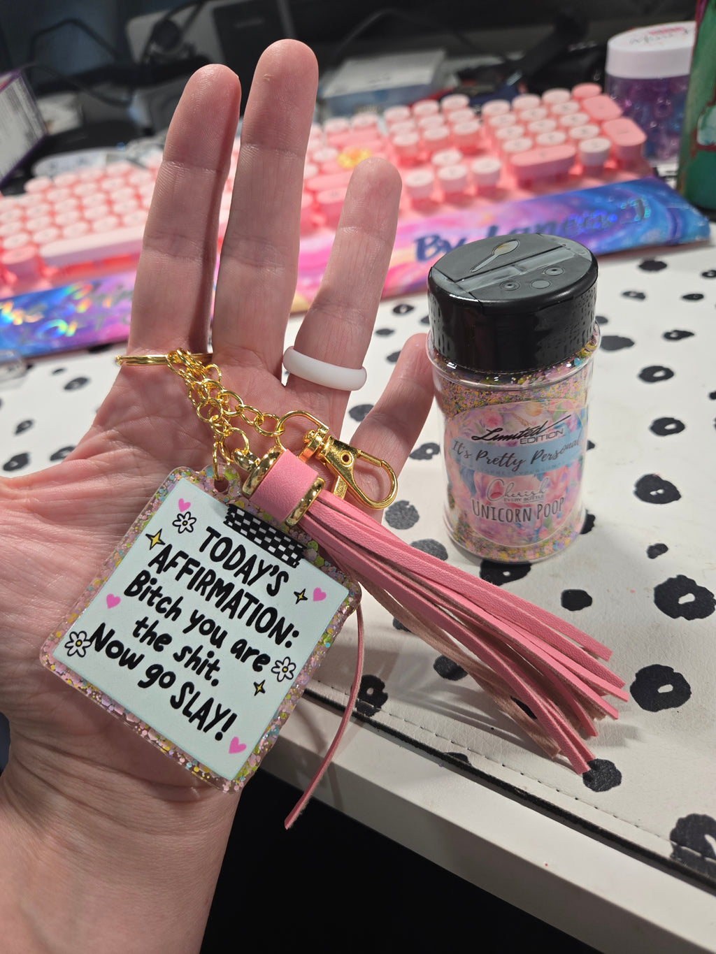 Custom Cut Acrylic Glitter Keychains ✨