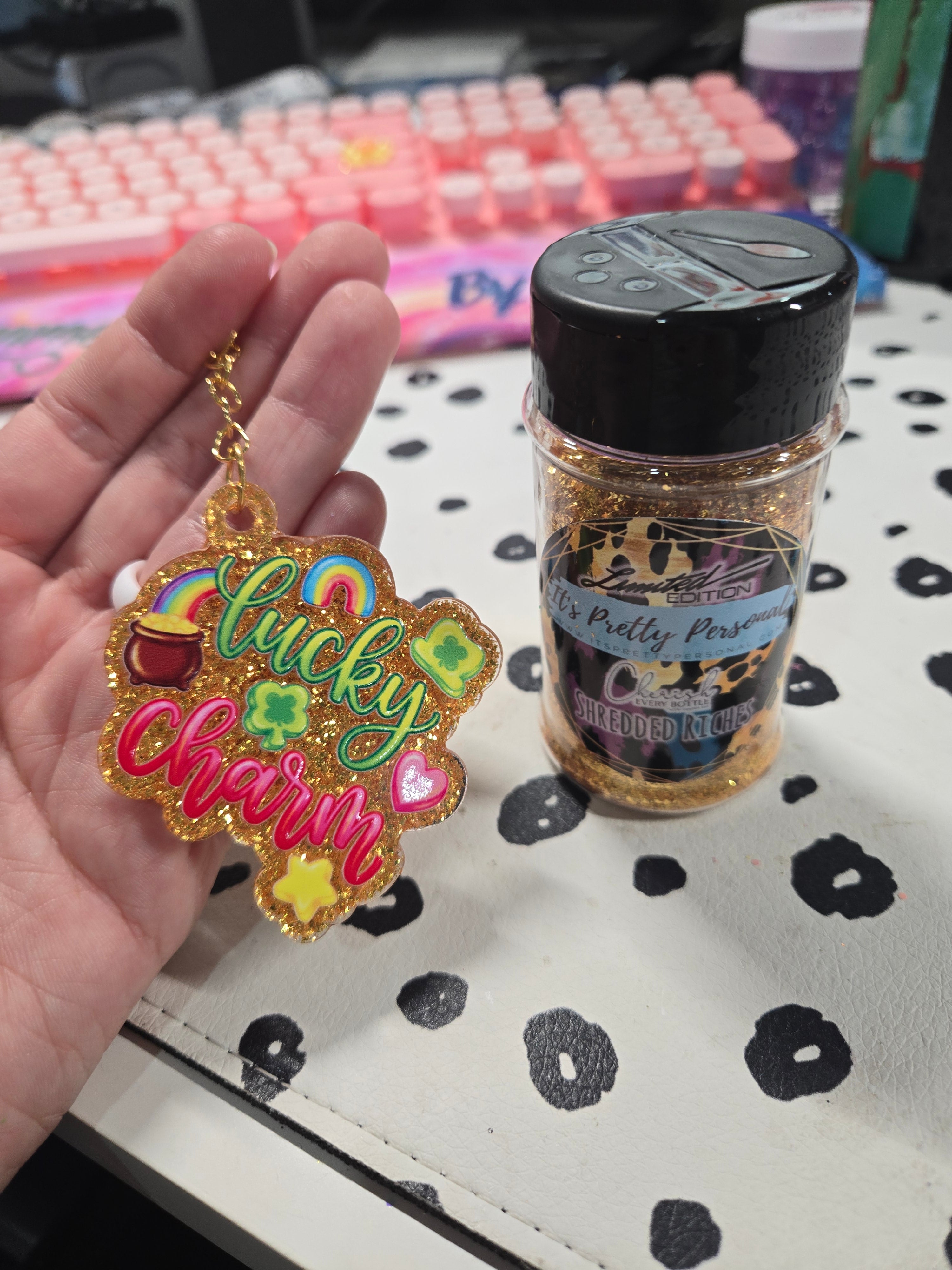Custom Cut Acrylic Glitter Keychains ✨
