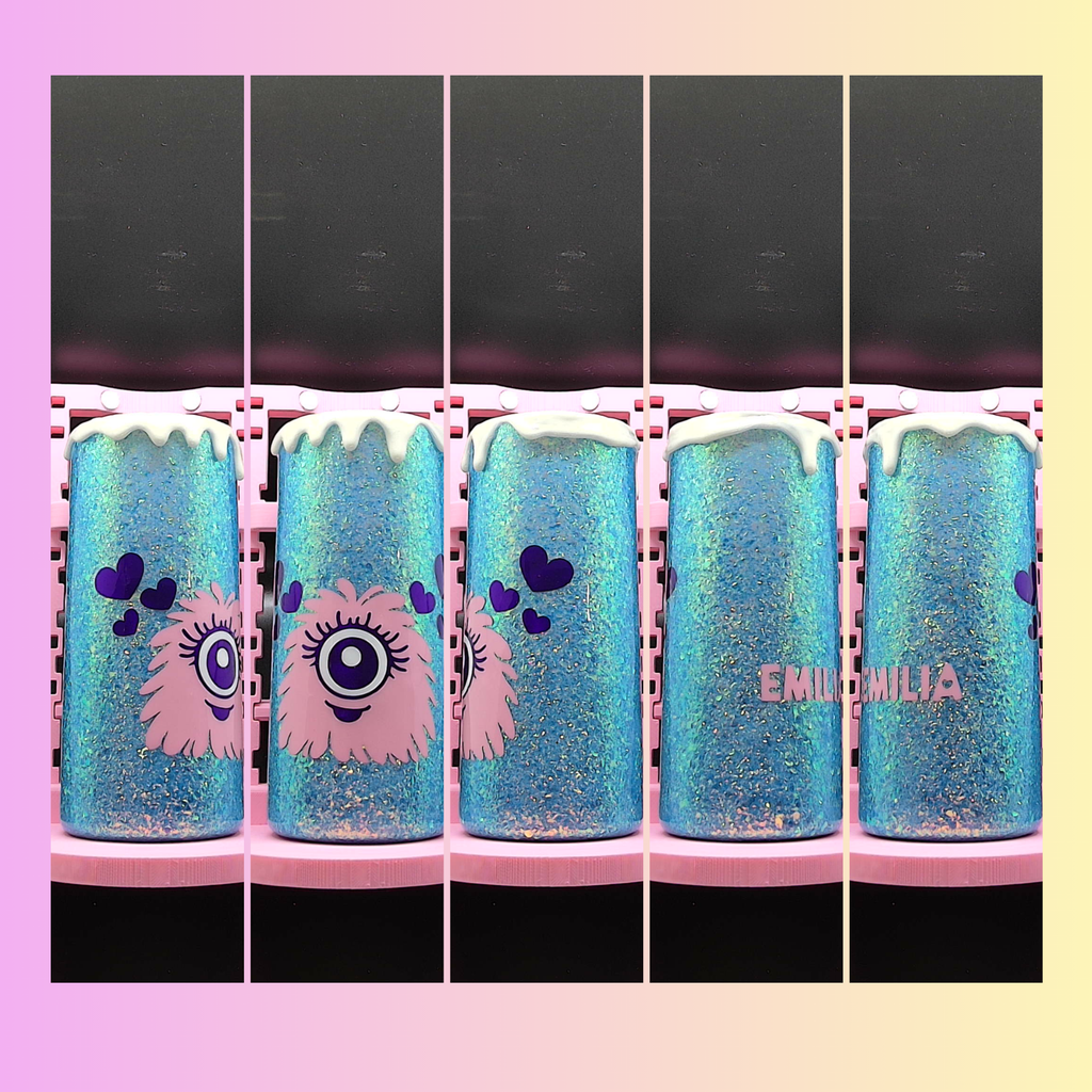 Love Monster Tumbler – Coordinating Glitter Character Cup 💙💜👁️✨