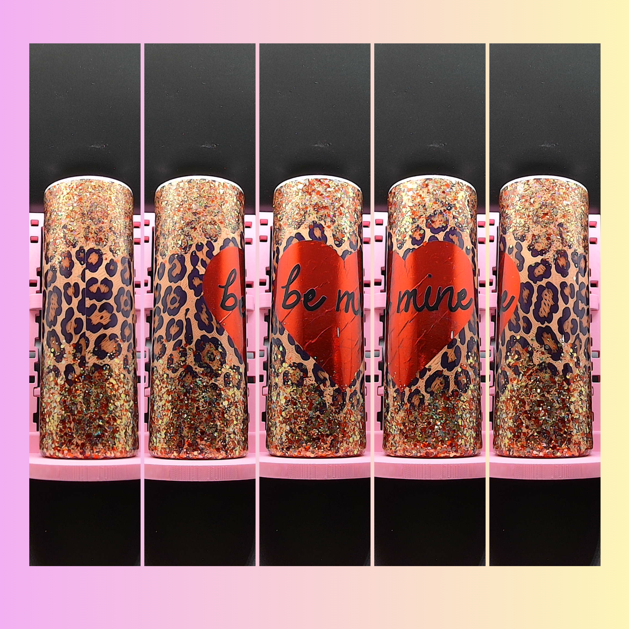 Be Mine Wild Heart – 20 oz Leopard Glitter Tumbler ❤️🐆