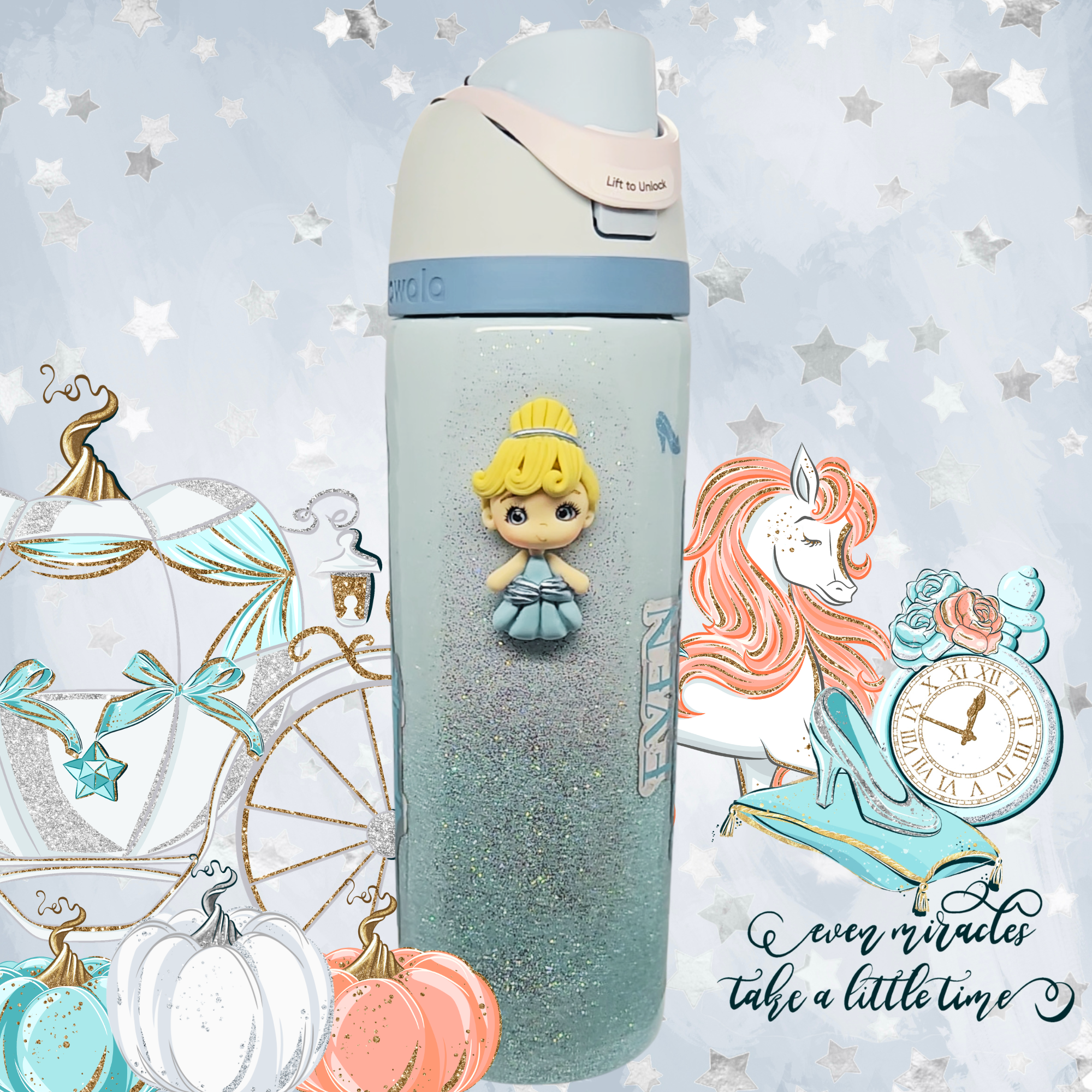 👑 Cinderella 24 oz Owala Disney Princess FreeSip Tumbler