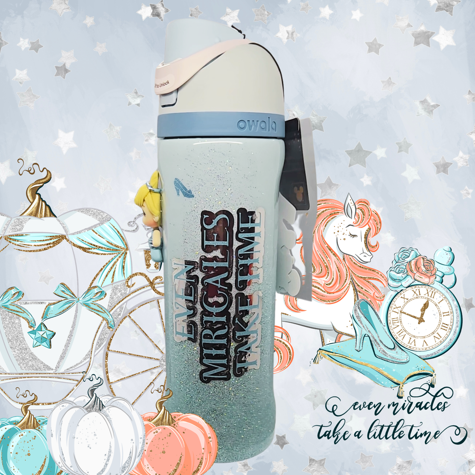 👑 Cinderella 24 oz Owala Disney Princess FreeSip Tumbler