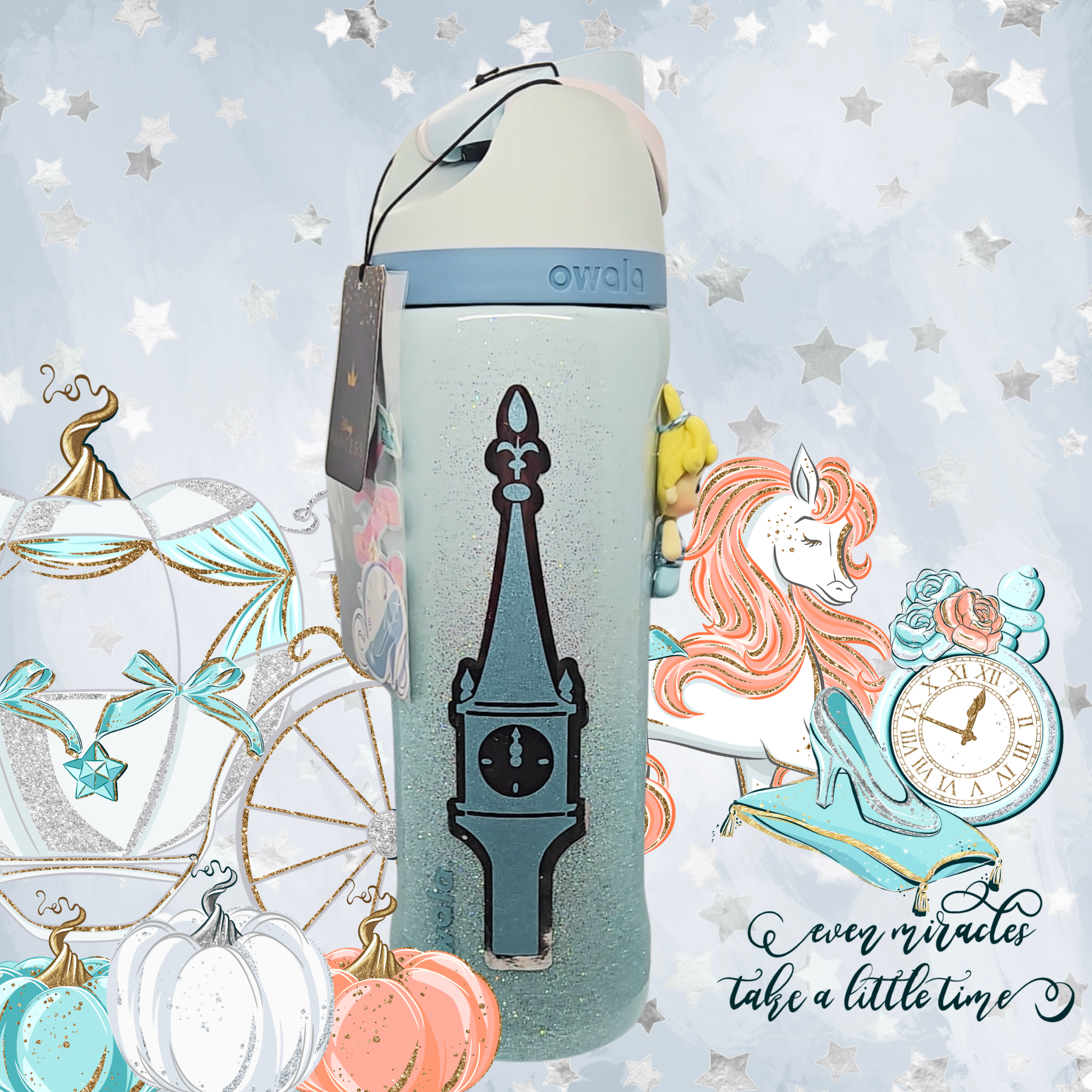 👑 Cinderella 24 oz Owala Disney Princess FreeSip Tumbler