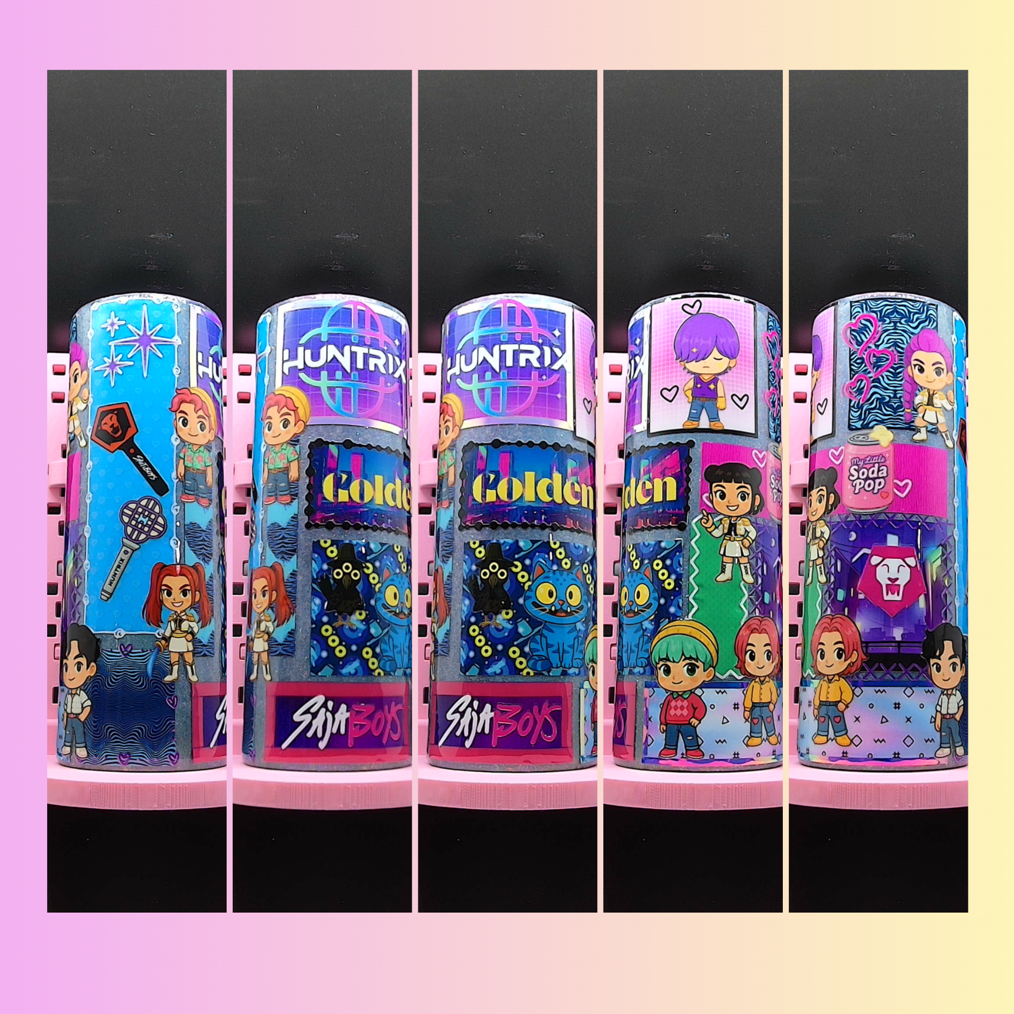 Golden Era Patchwork – 20 oz K-Pop Fan Tumbler 💜🎶✨