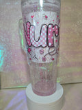 Nurse Snow Globe Tumbler 40oz | Pink Glitter Nurse Cup | Custom Nurse Gift | RN LPN CNA Appreciation | Blush Glitz Healthcare Tumbler