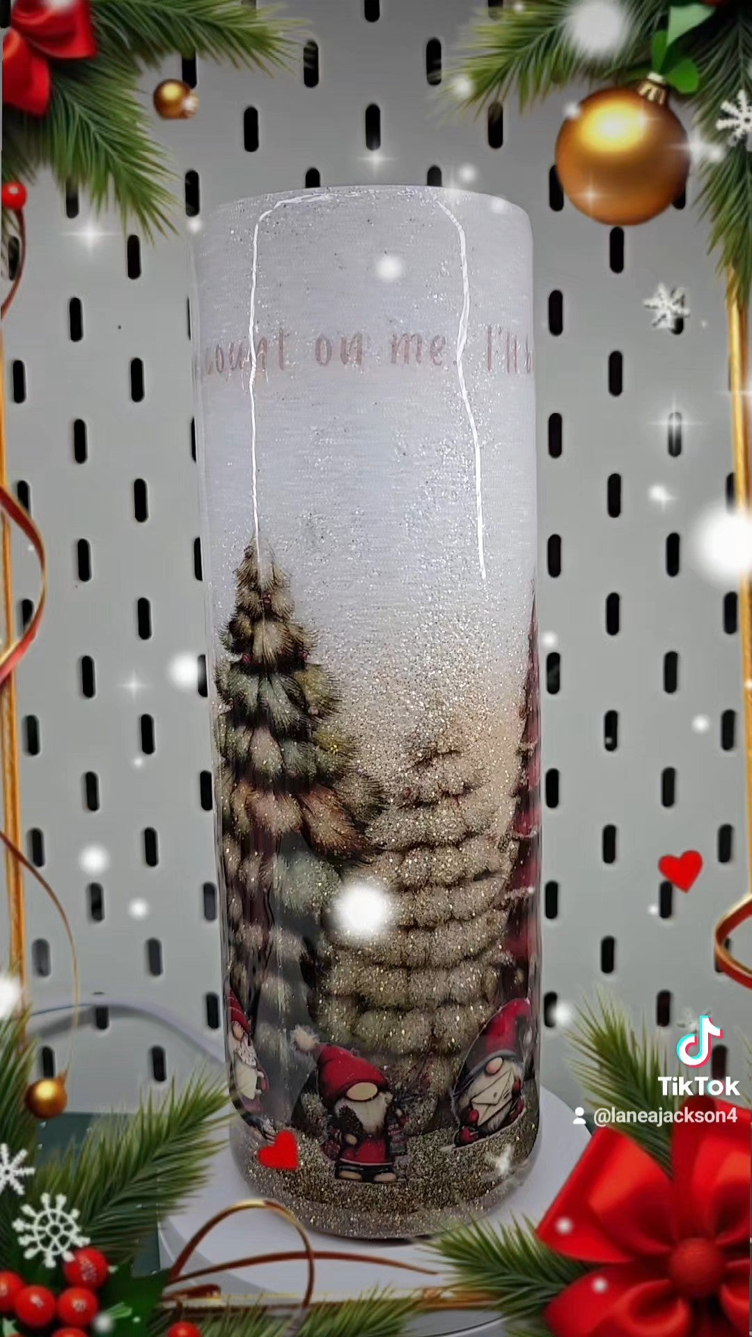 Christmas Gnome Snow Globe Tumbler | 30oz Hogg Tumbler | Handmade Glitter Epoxy Cup | Holiday Gift | Winter Gnome Drinkware