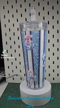 🤍 Blue & White Christmas Ornament Glitter Tumbler | Elegant Holiday Cup | Handmade Epoxy Tumbler | Classic Winter Drinkware