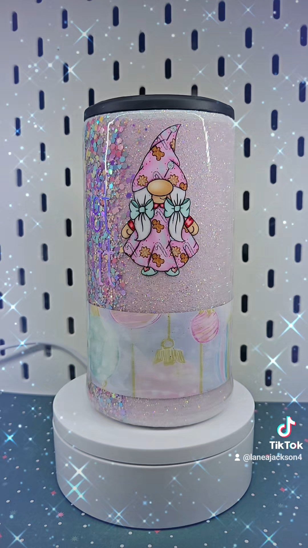 Pastel Christmas Gnome 4-in-1 Can Cooler | Custom Glitter Holiday Drinkware | Hogg Can Cooler | Christmas Gift